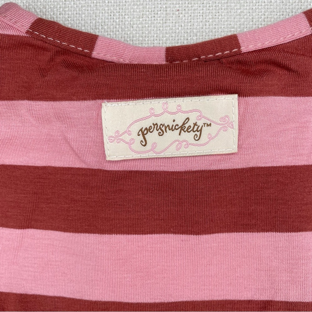 Persnickety Autumn Splendor Ruffle Sleeve Tee Brown Pink Stripe Applique… - Picture 8 of 11